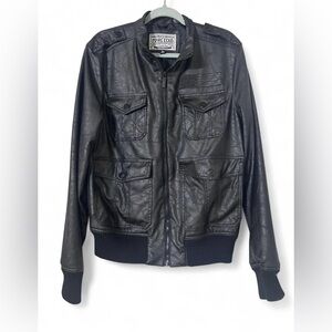 Marc Ecko Cut & Sew Faux Leather Mens Black Jacket Size Small
